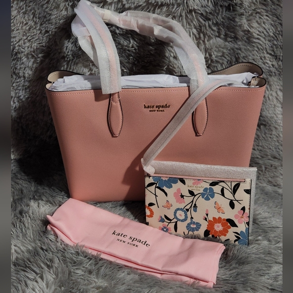 kate spade Handbags - Enter to Win! Kate Spade Pink Tote Bag with Floral Wristlet & Large Dust Bag